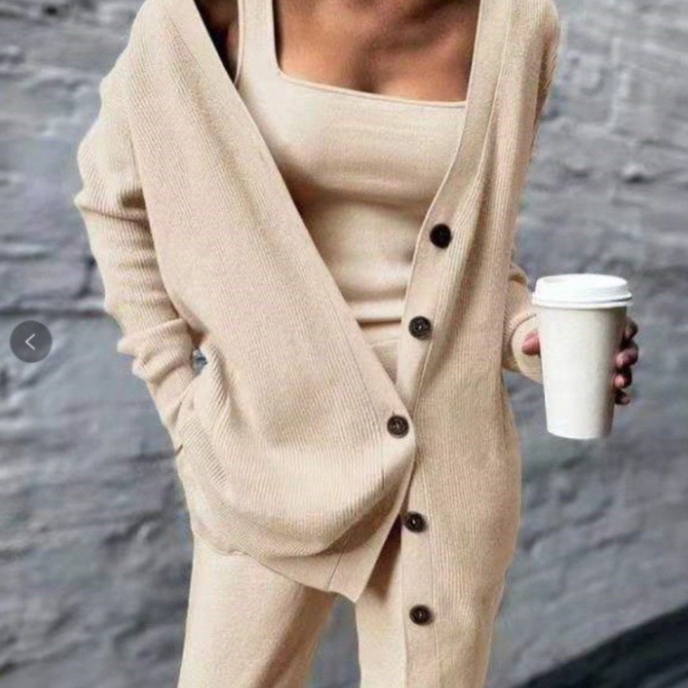 Casual Three-Piece Set Women's Casual Three-Piece Set - Solid Color Jacket, Vest & Pants | Button-Up Front, Long Sleeve, Loose Fit for Spring and Autumn | Relaxed Fit Construction