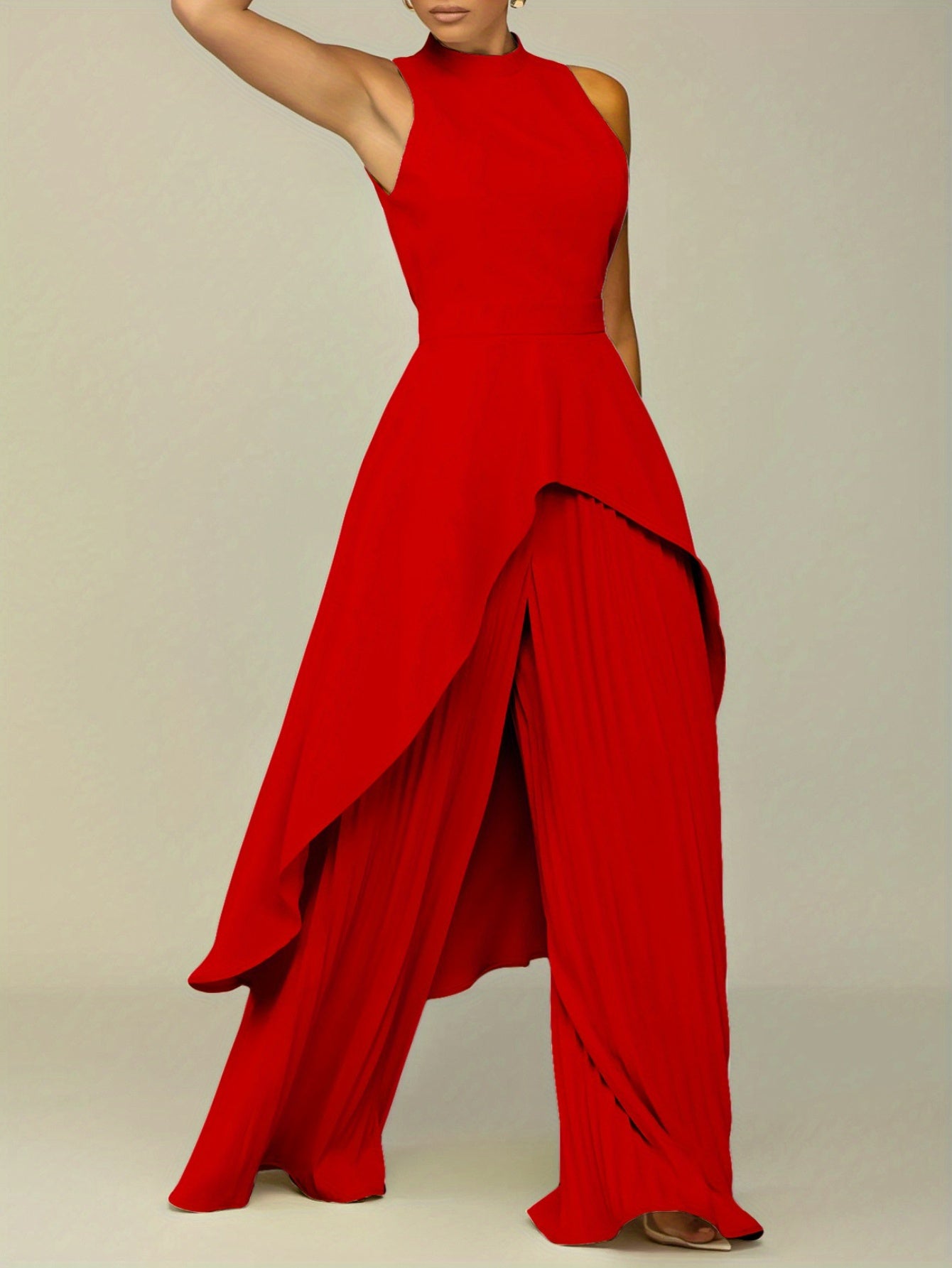 European and American Women's sleeveless irregular top wide-leg pants two-piece suit