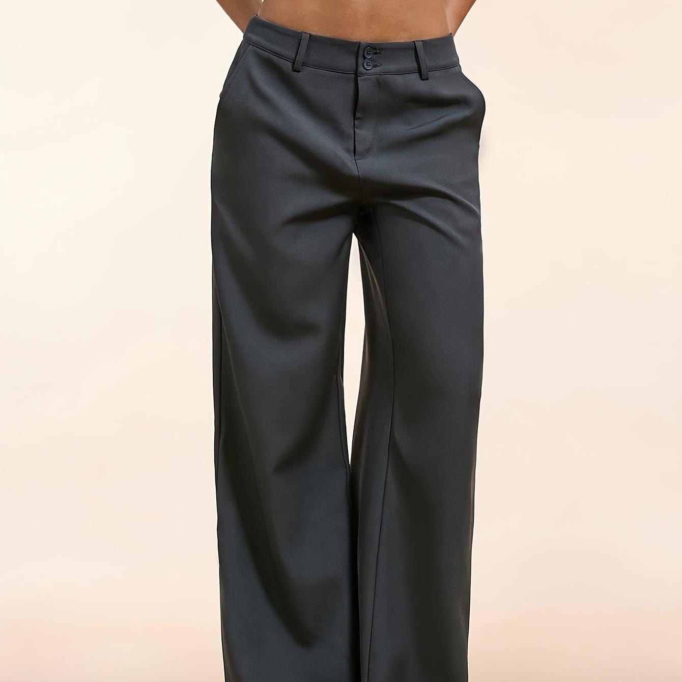Women Pants Commuter Collection - Pure Color Double Button Wide Leg Trousers (Office & Casual)Summer Formal Pants For Women | Local Warehouse Fast Shipping