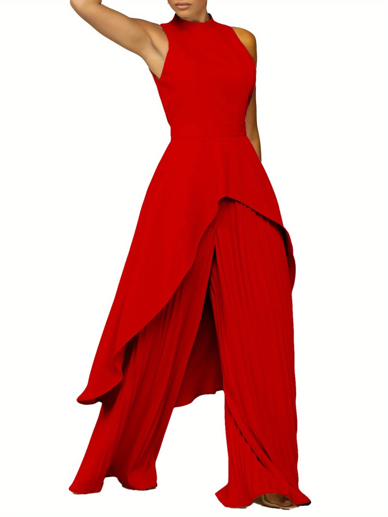 European and American Women's sleeveless irregular top wide-leg pants two-piece suit