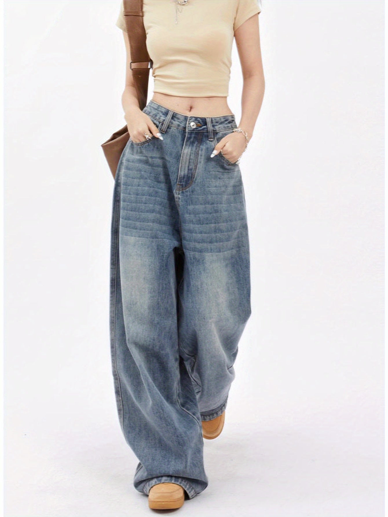 Lazy Wide Leg Jeans Women 2025 New High Waist Loose Straight Wide Pants Trousers