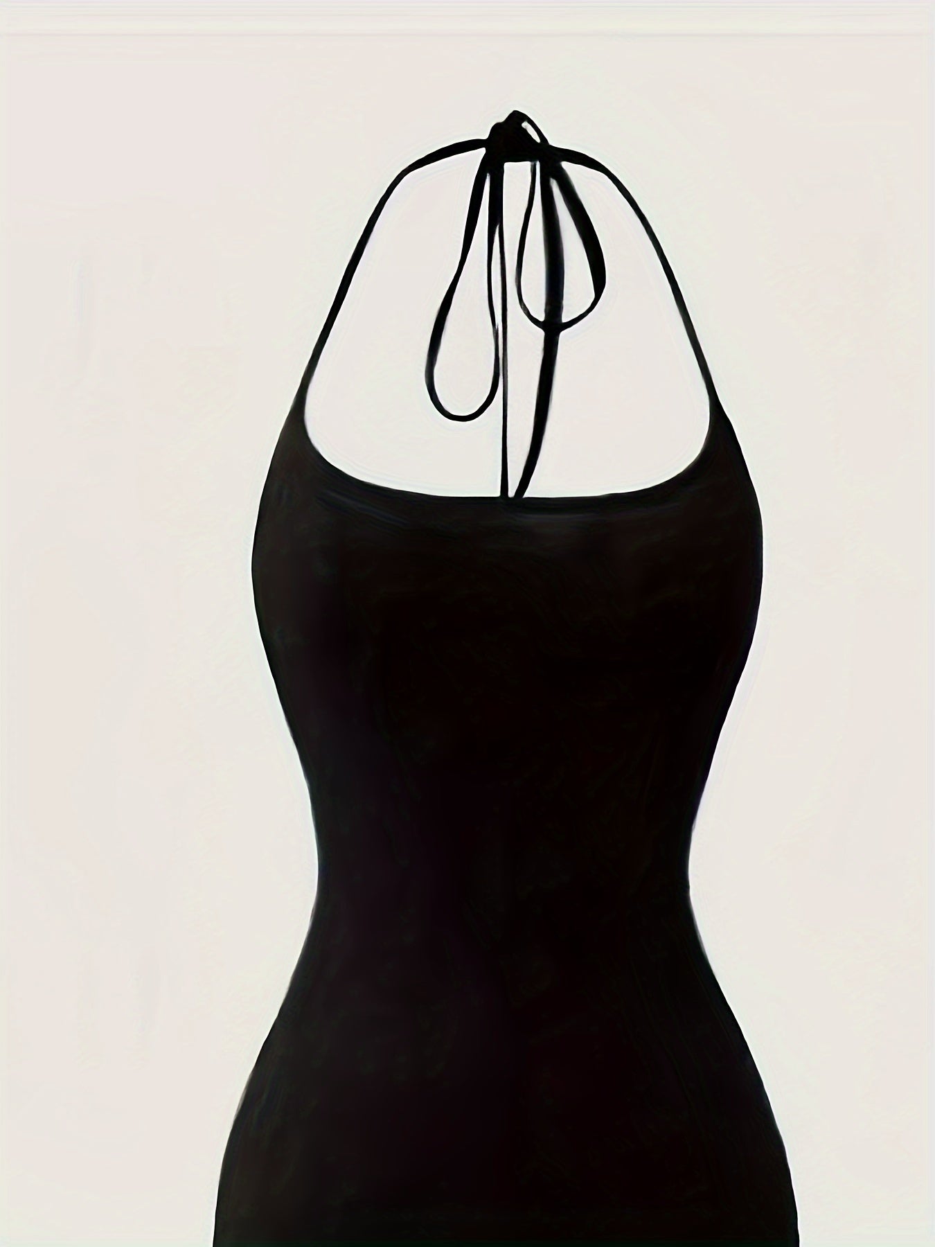 Sleek Sexy Solid Color Halter Neck Dress, Comfortable Sleeveless Slim Tie Back Women's Clothing