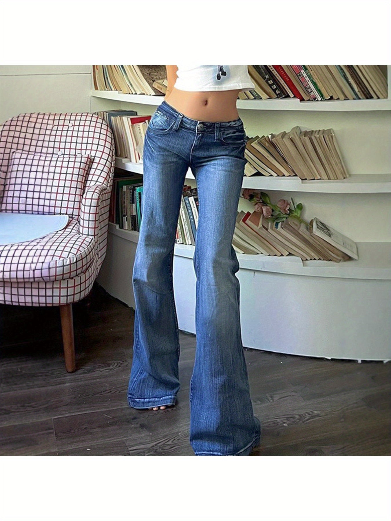 2025 New Low-Waist Distressed Jeans For Women- Loose Wide-Leg Slightly Flared Jeans, Y2K Style Jeans, New Women'S Fashionable Denim Long Pants For Spring, Summer And Autumn