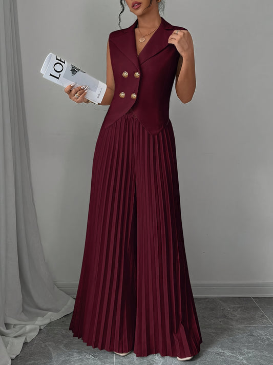 Summer Women'S Fashionable Solid Color Vest Top And Fashionable Commuting Long Skirt And Pants Set