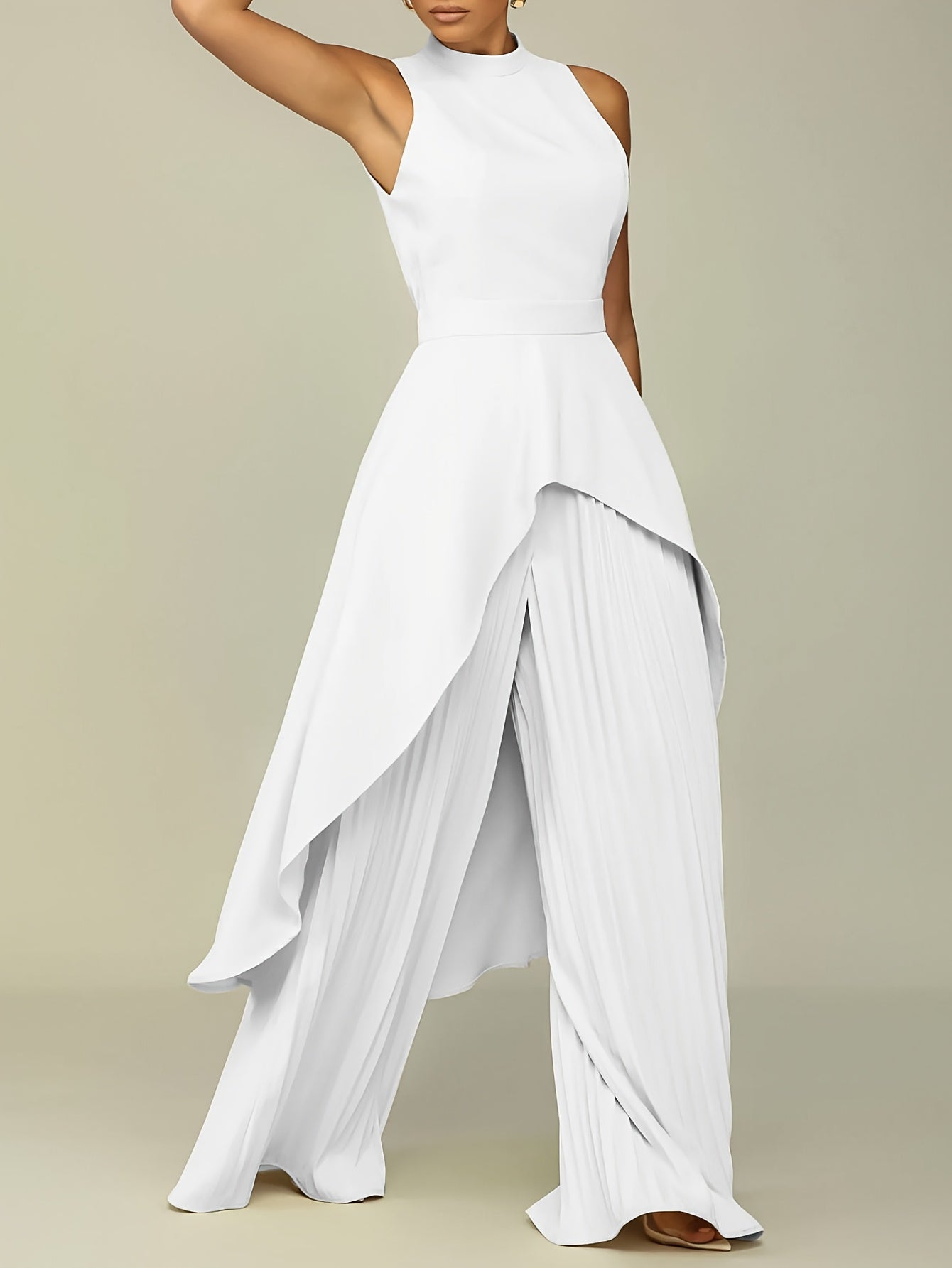 European and American Women's sleeveless irregular top wide-leg pants two-piece suit