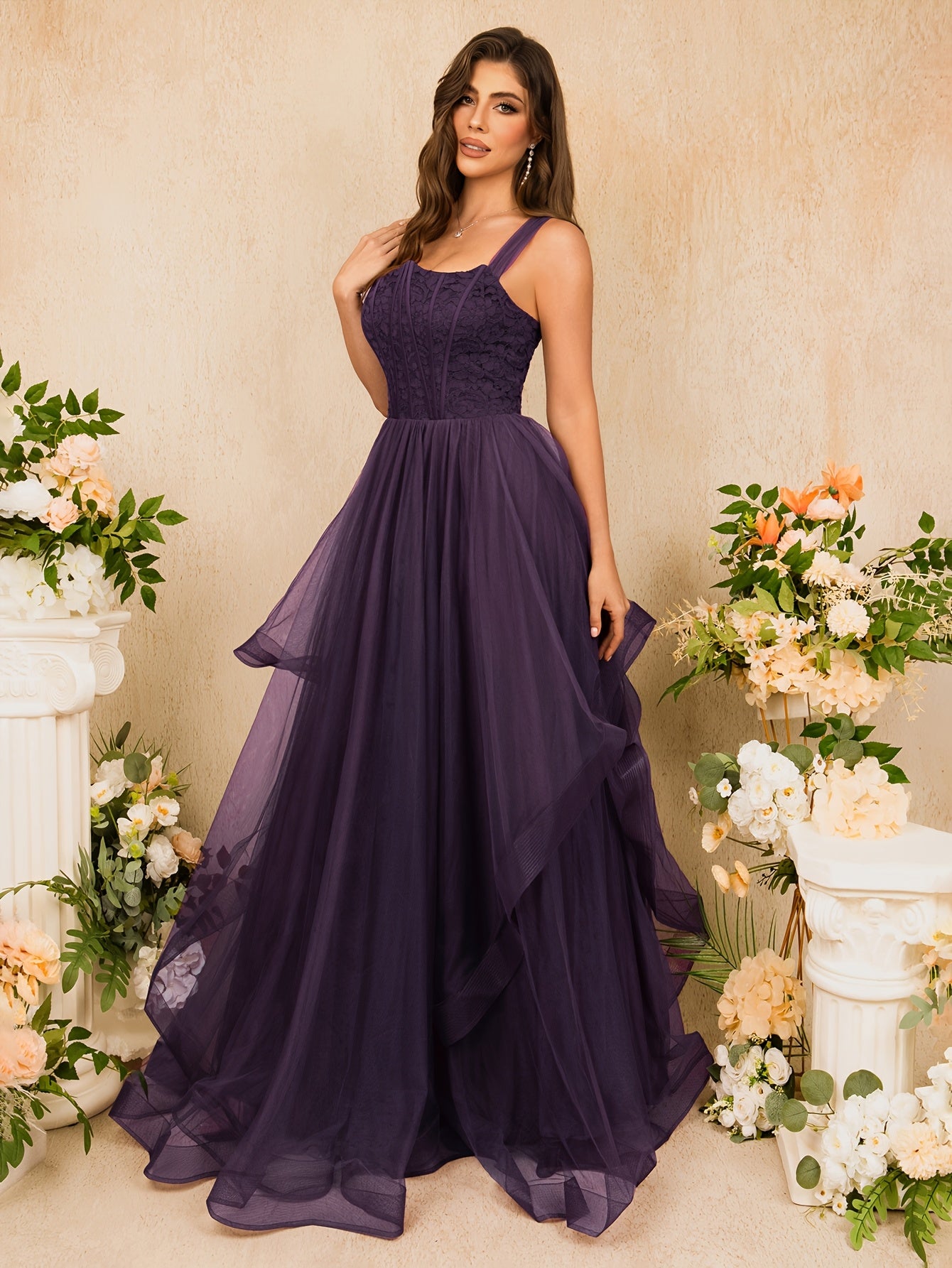 Elegant Blue Satin Sleeveless Bridesmaid Dress with High Waist and Ruffle Hem - Flowing A-Line Design for Weddings and Formal Events, Wedding Dresses for Bride