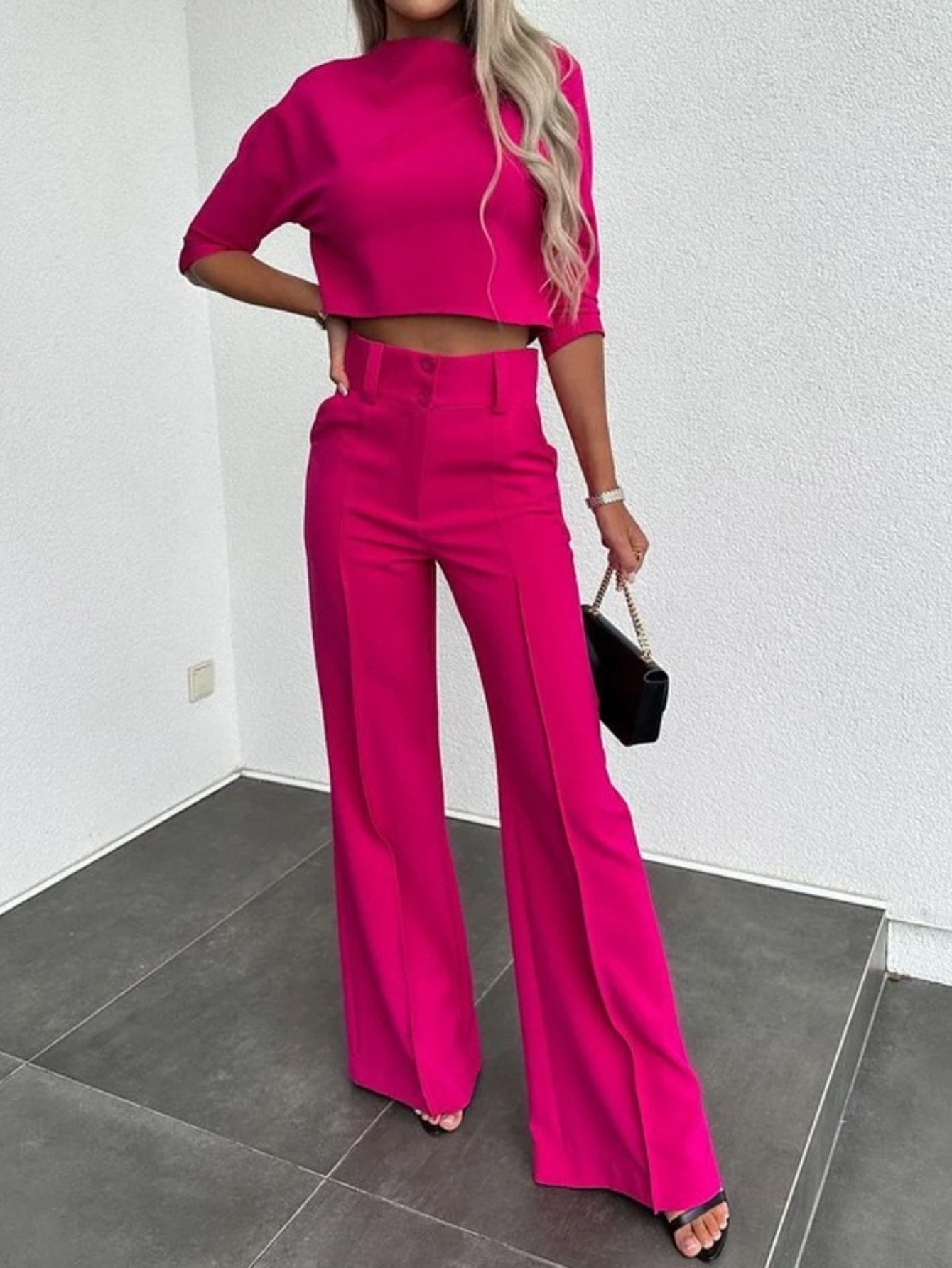 Women'S Elegant Two-Piece Pantsuit - Sexy & Comfortable Fashion, Solid Color, Button Detail, Spaghetti Strap, Spring\u002FSummer Collection, Casual Attire, Casual Attire|Sleek Formal Attire|Button Detail Pantsuit