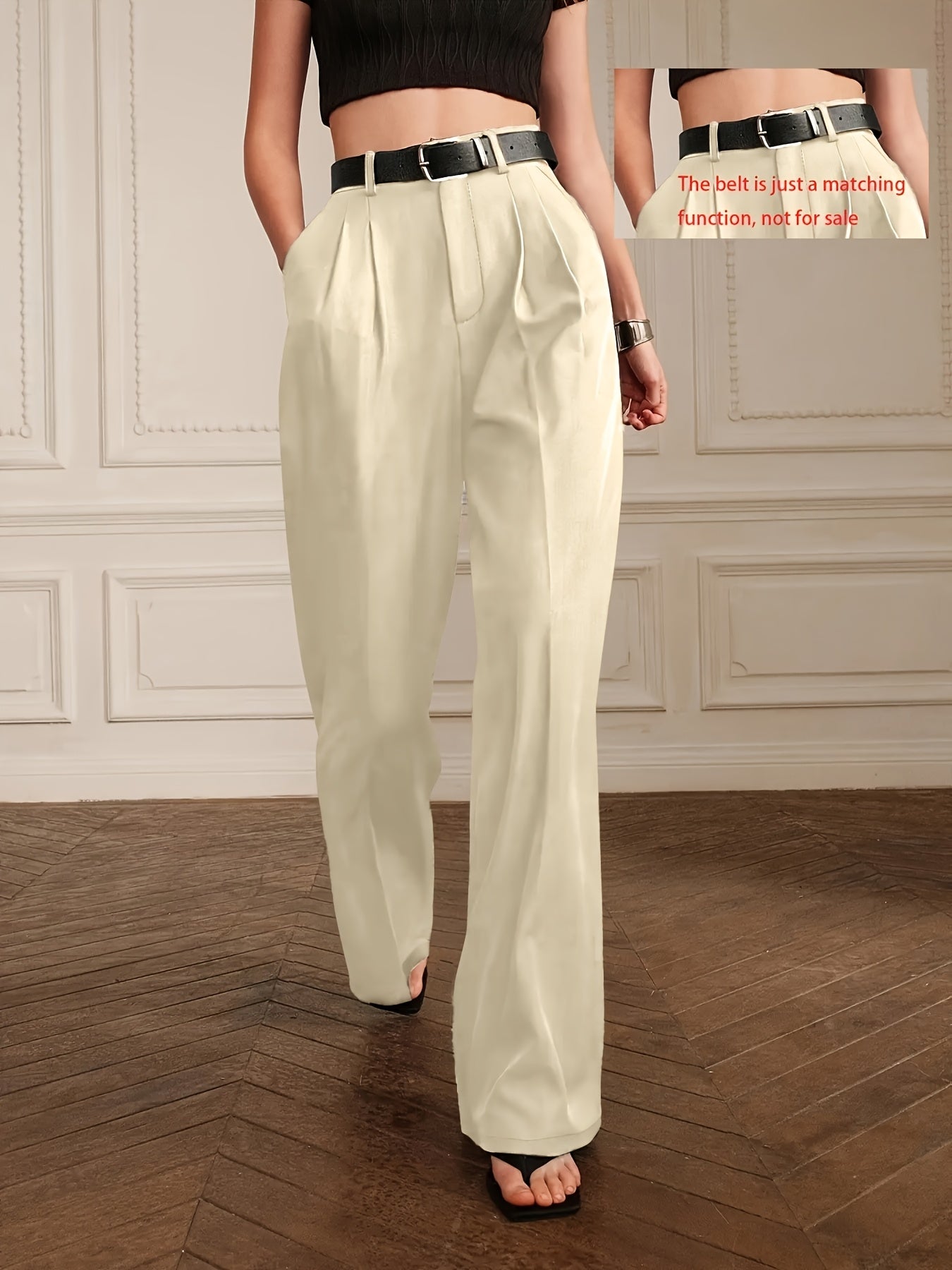 Simeya Slim Fit Solid Color Pleated Commuting Pants