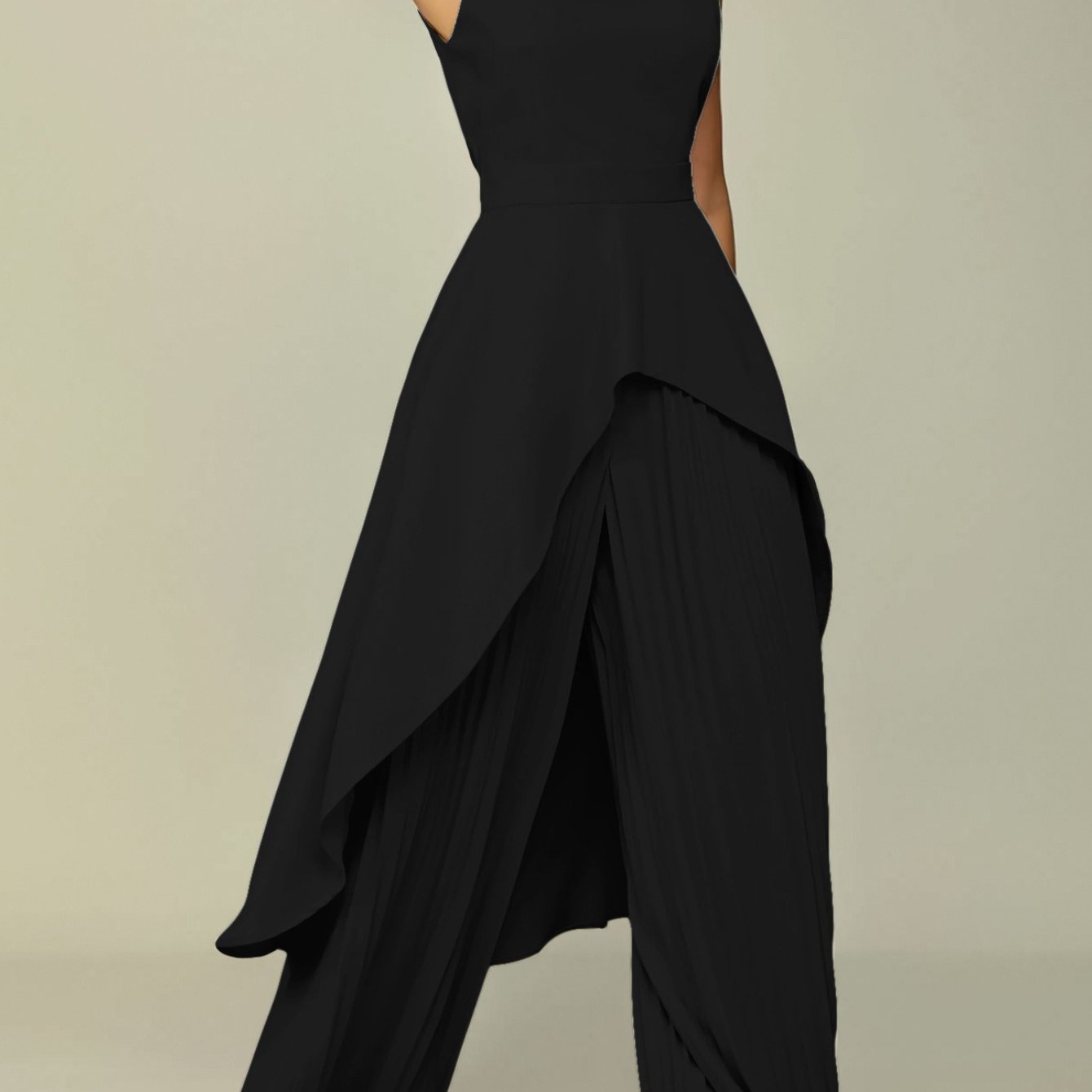 European and American Women's sleeveless irregular top wide-leg pants two-piece suit