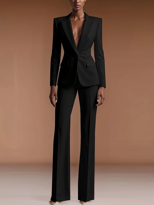 2025 New High-End Professional Suit Set, White Blazer + Trousers Two-Piece, Commuting Outfit