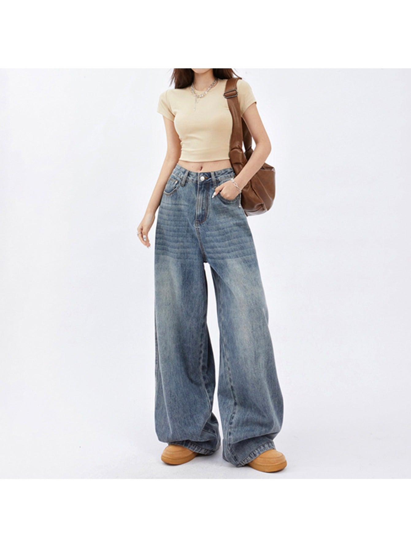 Lazy Wide Leg Jeans Women 2025 New High Waist Loose Straight Wide Pants Trousers