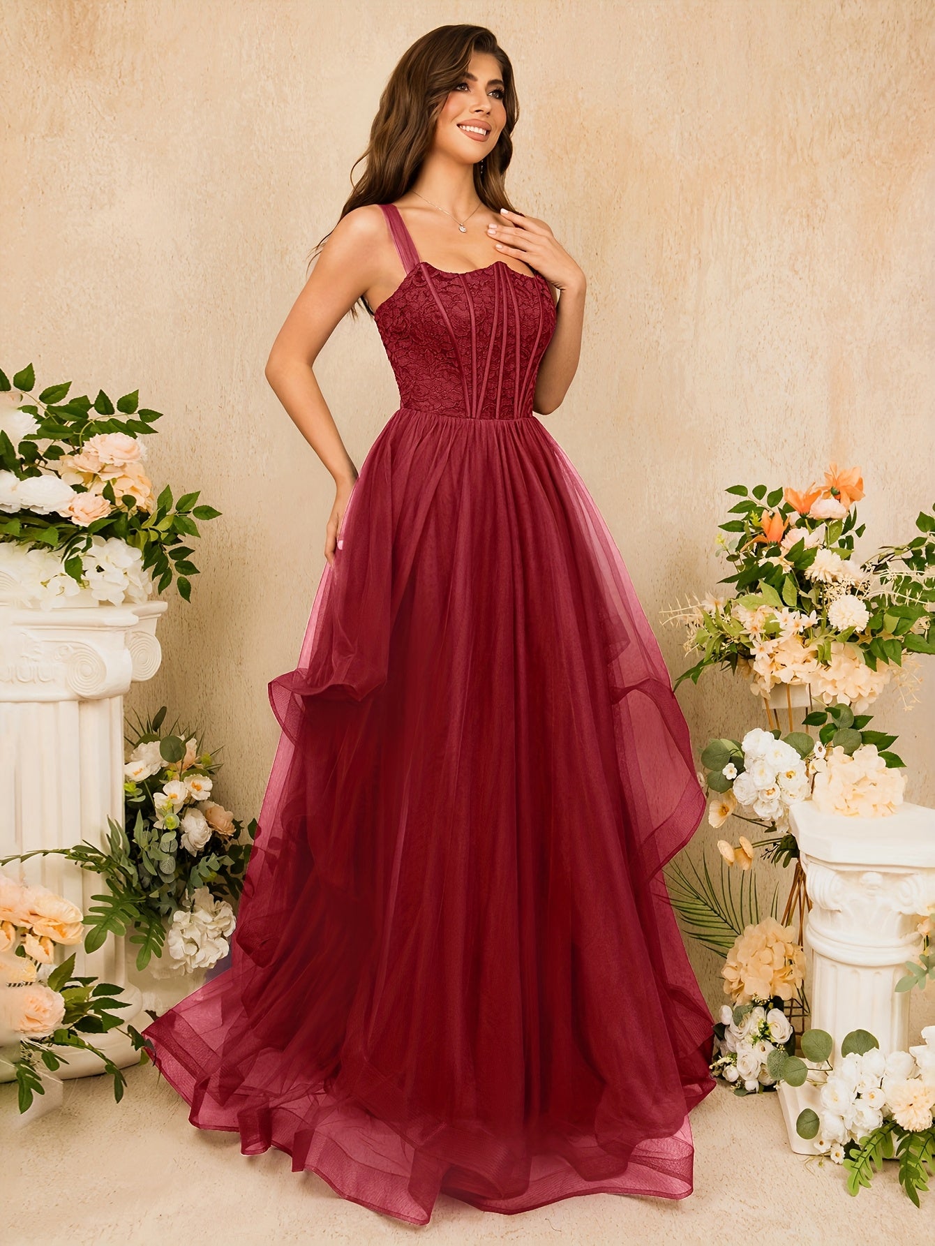 Elegant Blue Satin Sleeveless Bridesmaid Dress with High Waist and Ruffle Hem - Flowing A-Line Design for Weddings and Formal Events, Wedding Dresses for Bride