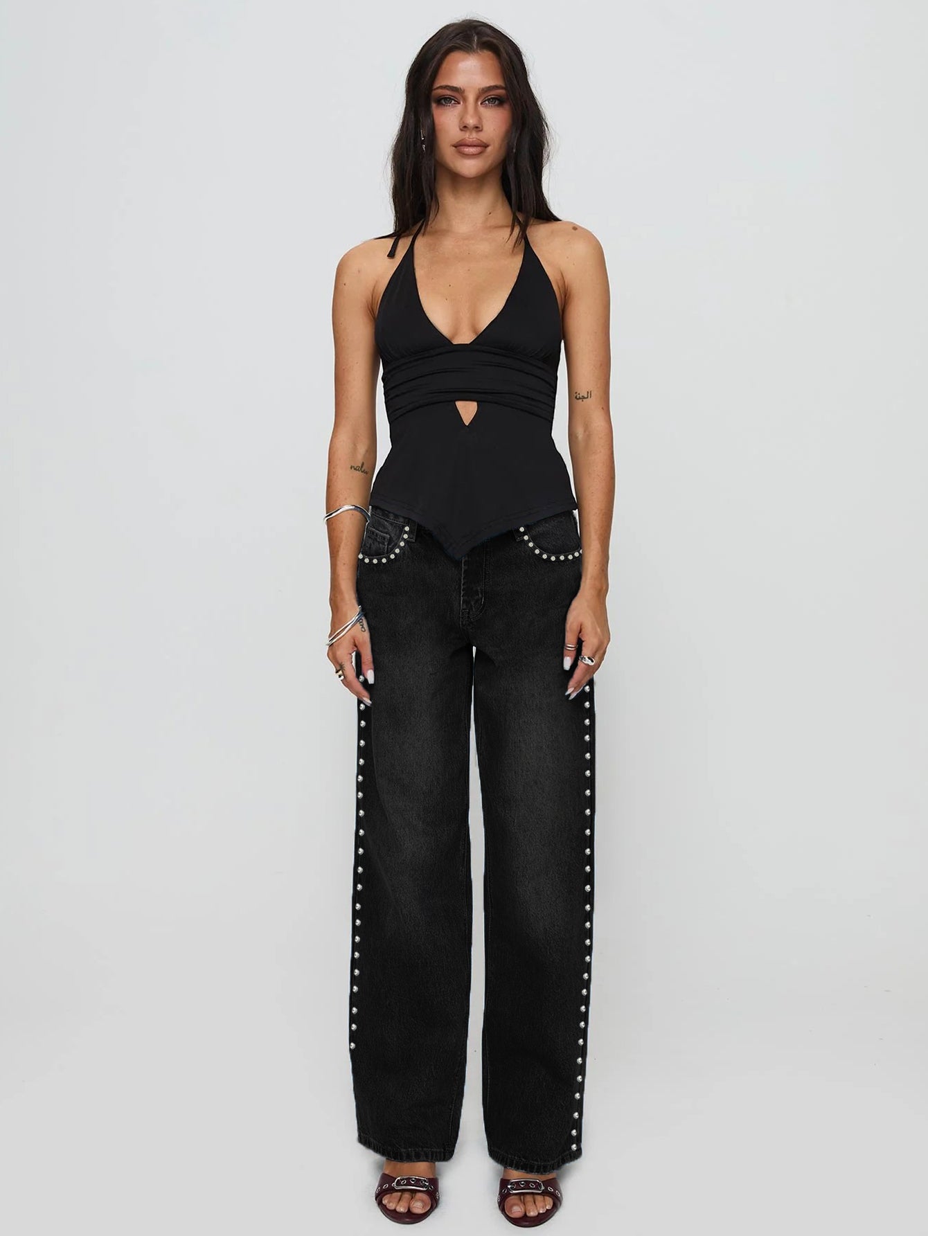 Women's Straight wide Leg Jeans Casual and Comfortable Jeans Black Color Fashion Goes with Everything