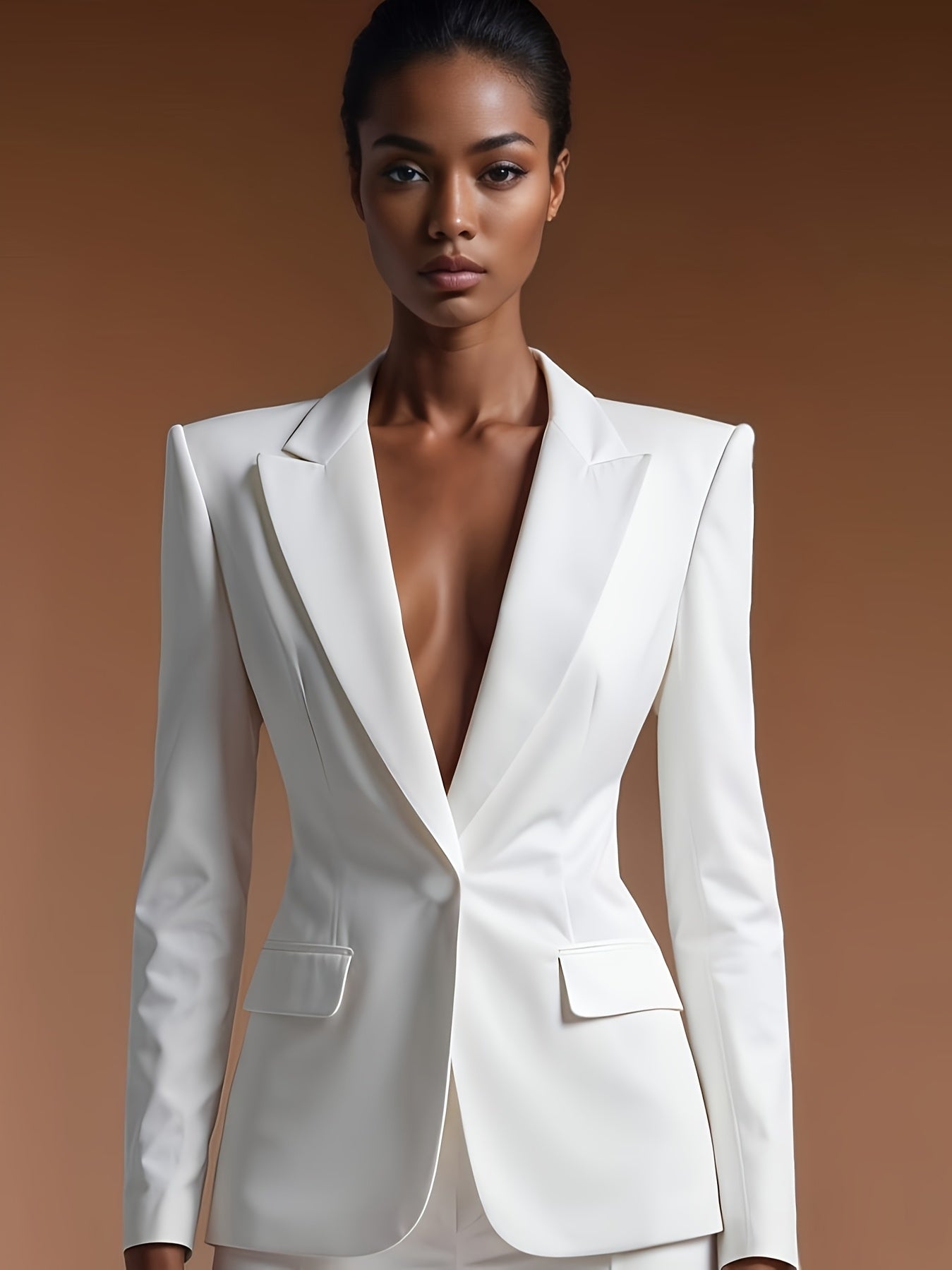 2025 New High-End Professional Suit Set, White Blazer + Trousers Two-Piece, Commuting Outfit