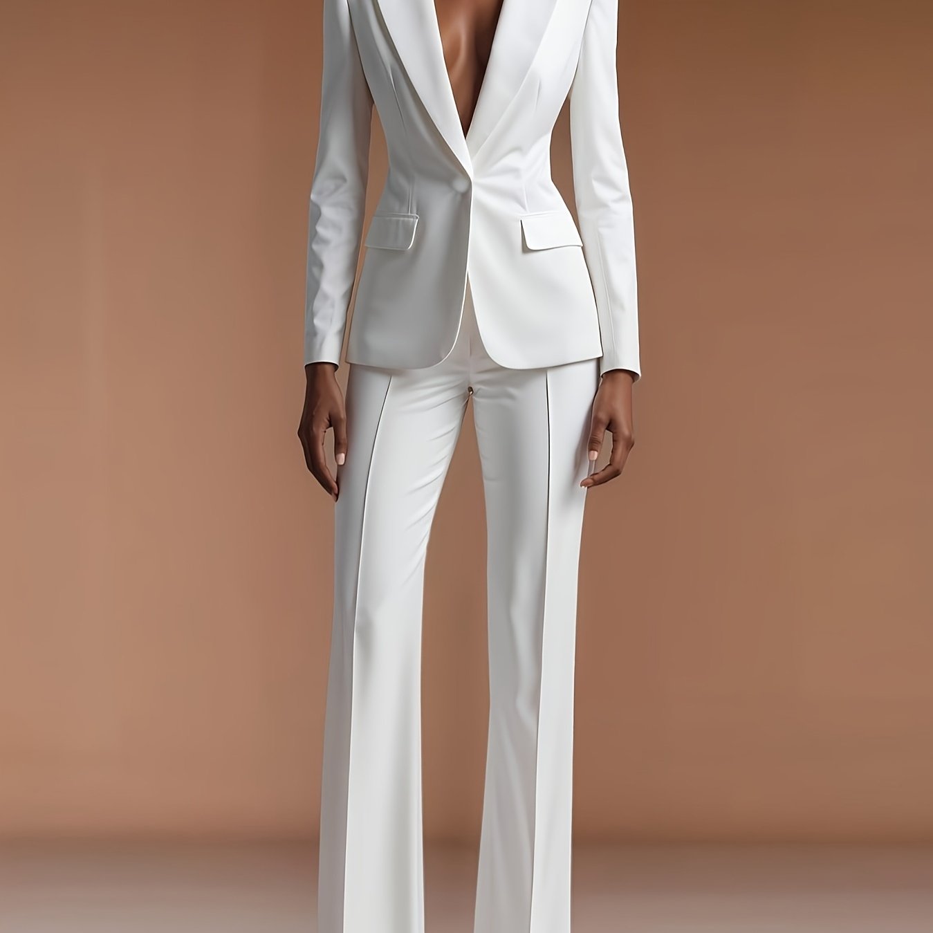 2025 New High-End Professional Suit Set, White Blazer + Trousers Two-Piece, Commuting Outfit
