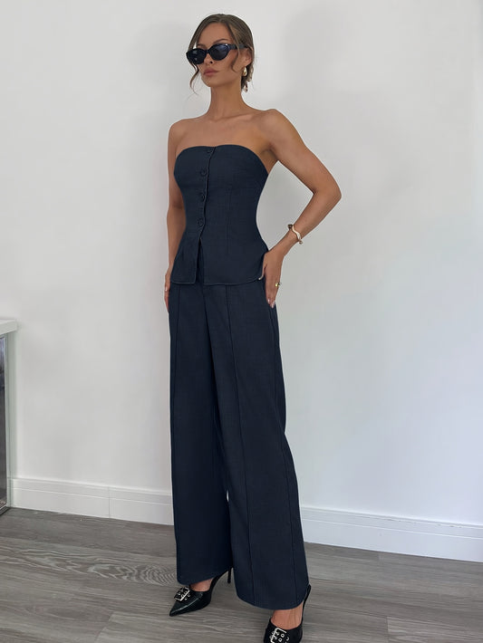 Elegant Suit Elegant Off-Shoulder Backless Vest and Long Pants Suit | Women's Fashionable for Business Commuting