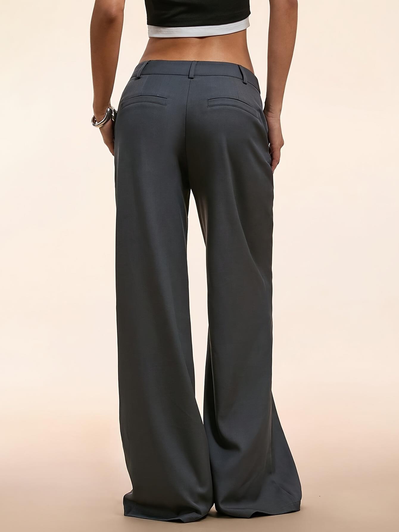 Women Pants Commuter Collection - Pure Color Double Button Wide Leg Trousers (Office & Casual)Summer Formal Pants For Women | Local Warehouse Fast Shipping