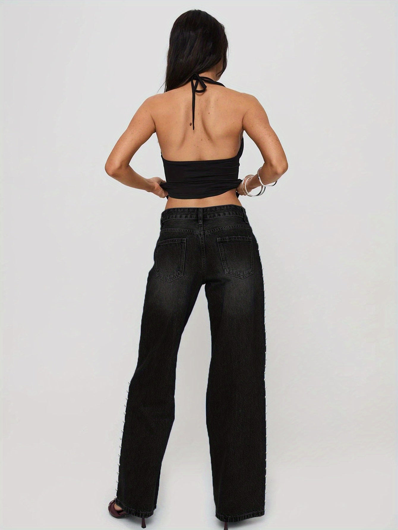 Women's Straight wide Leg Jeans Casual and Comfortable Jeans Black Color Fashion Goes with Everything