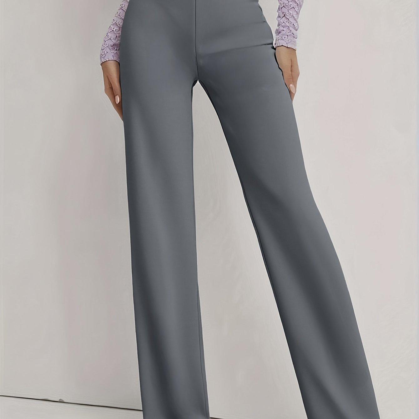 Elegant Long Pants for Spring, Summer And Autumn Women's Wear, Daily Black, Solid Color, Straight Leg, Slim Fit, Soft Fabric, Versatile Straight Leg Pants for Commuting