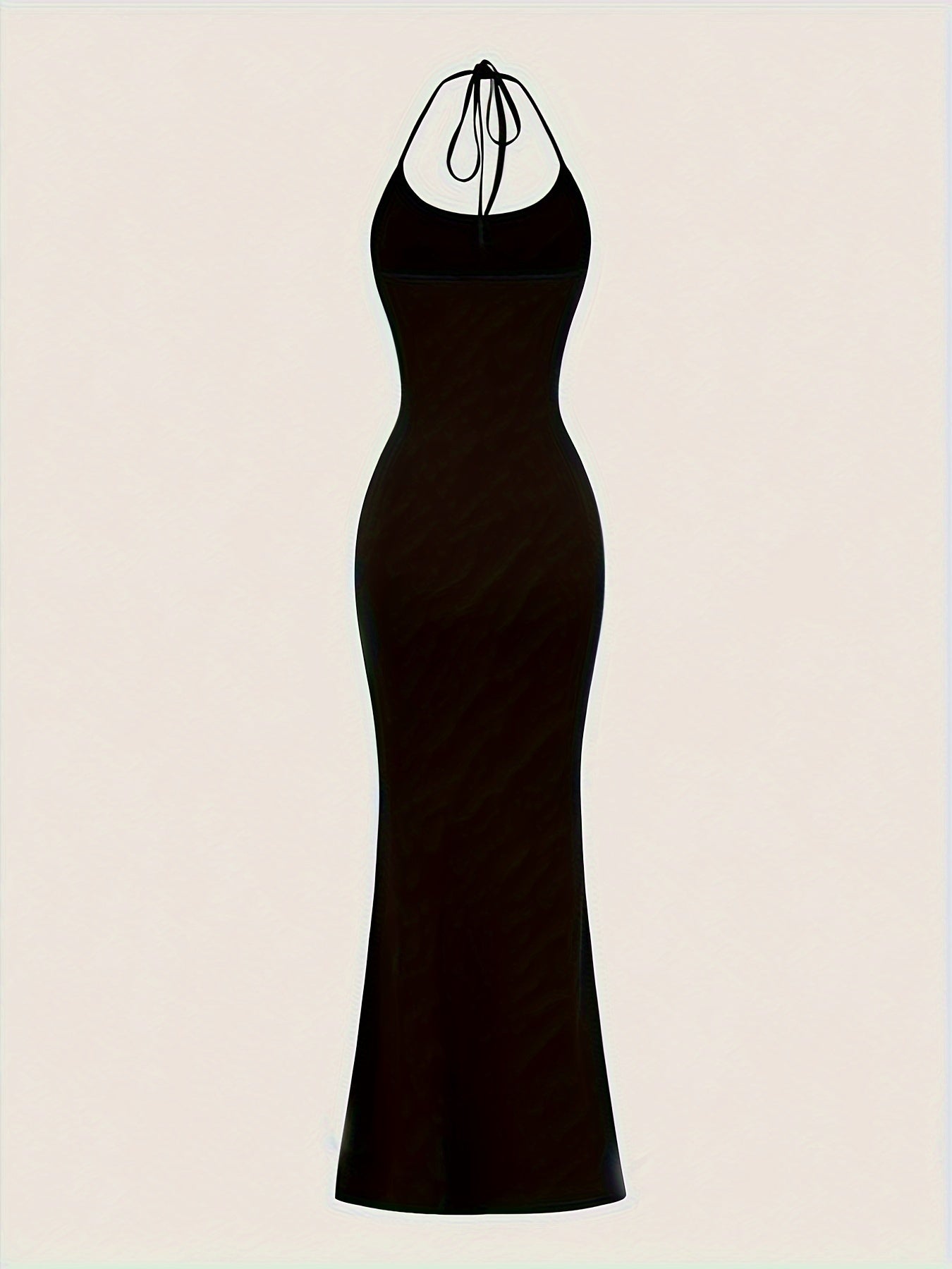Sleek Sexy Solid Color Halter Neck Dress, Comfortable Sleeveless Slim Tie Back Women's Clothing