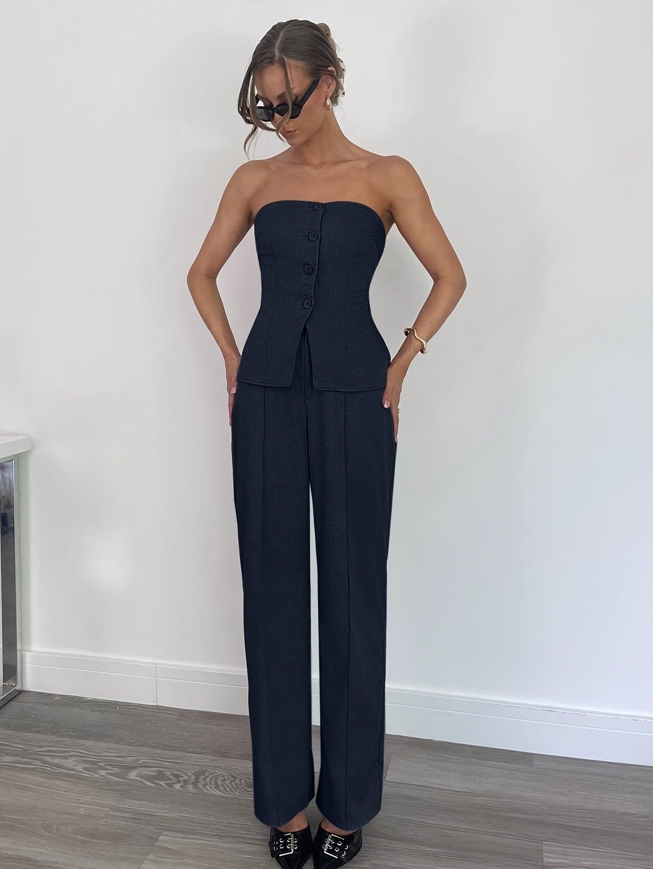 Elegant Suit Elegant Off-Shoulder Backless Vest and Long Pants Suit | Women's Fashionable for Business Commuting