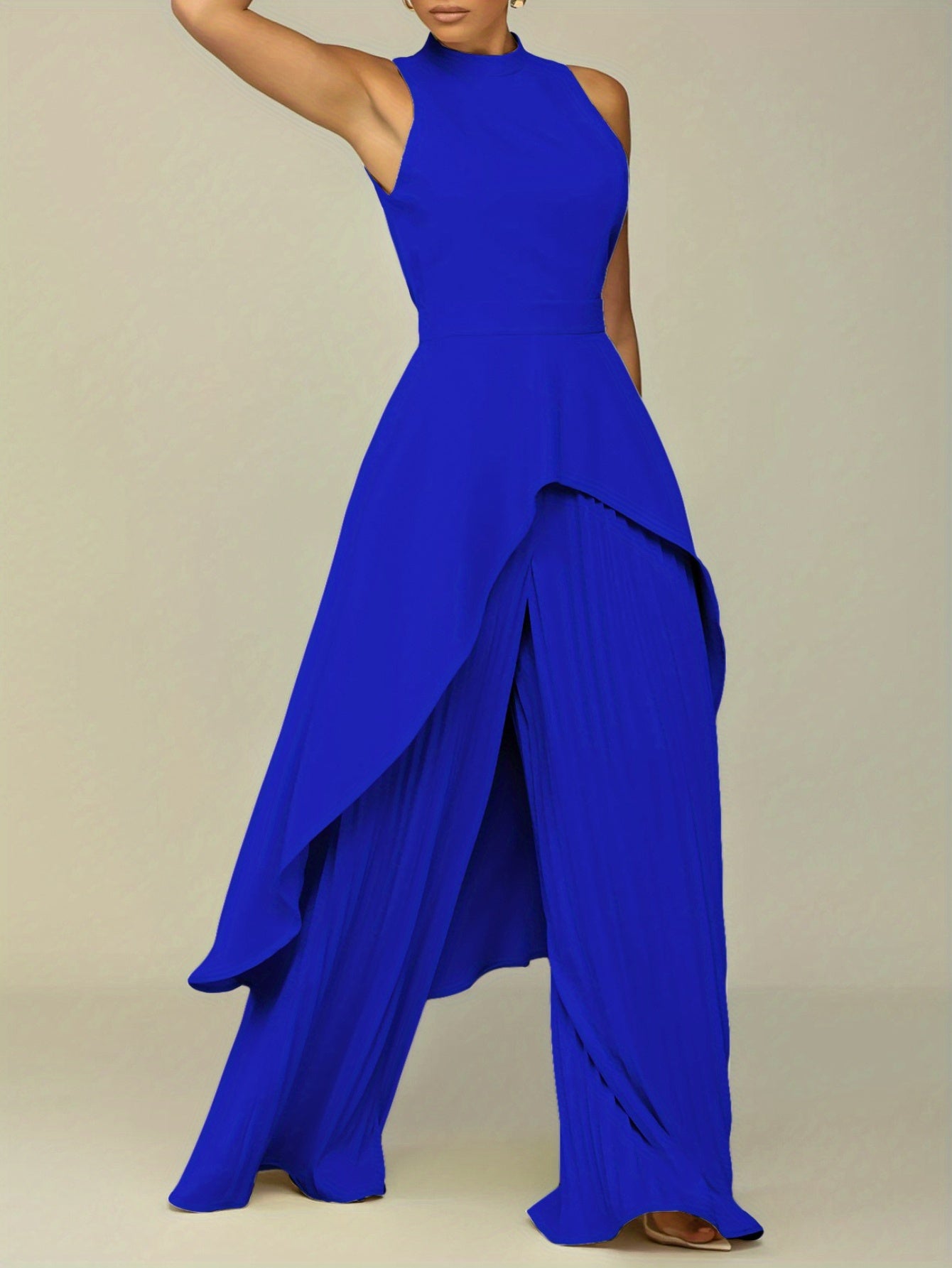 European and American Women's sleeveless irregular top wide-leg pants two-piece suit