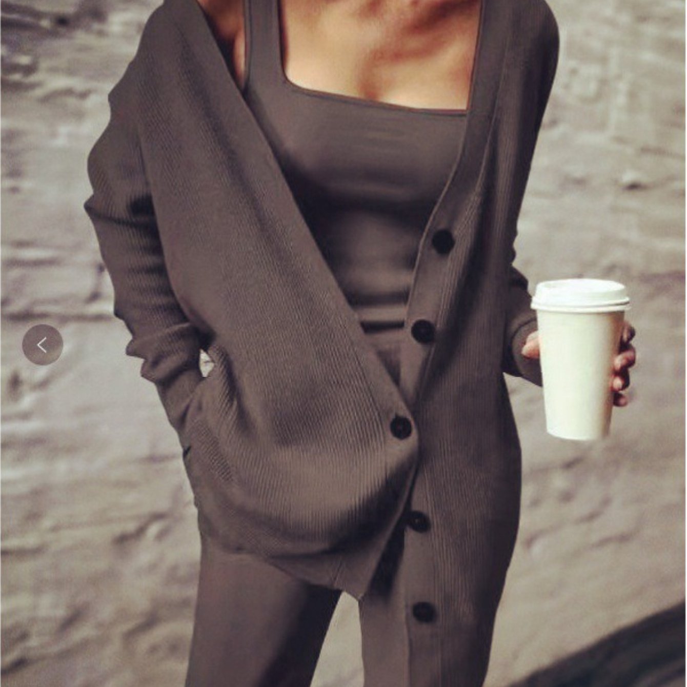 Casual Three-Piece Set Women's Casual Three-Piece Set - Solid Color Jacket, Vest & Pants | Button-Up Front, Long Sleeve, Loose Fit for Spring and Autumn | Relaxed Fit Construction
