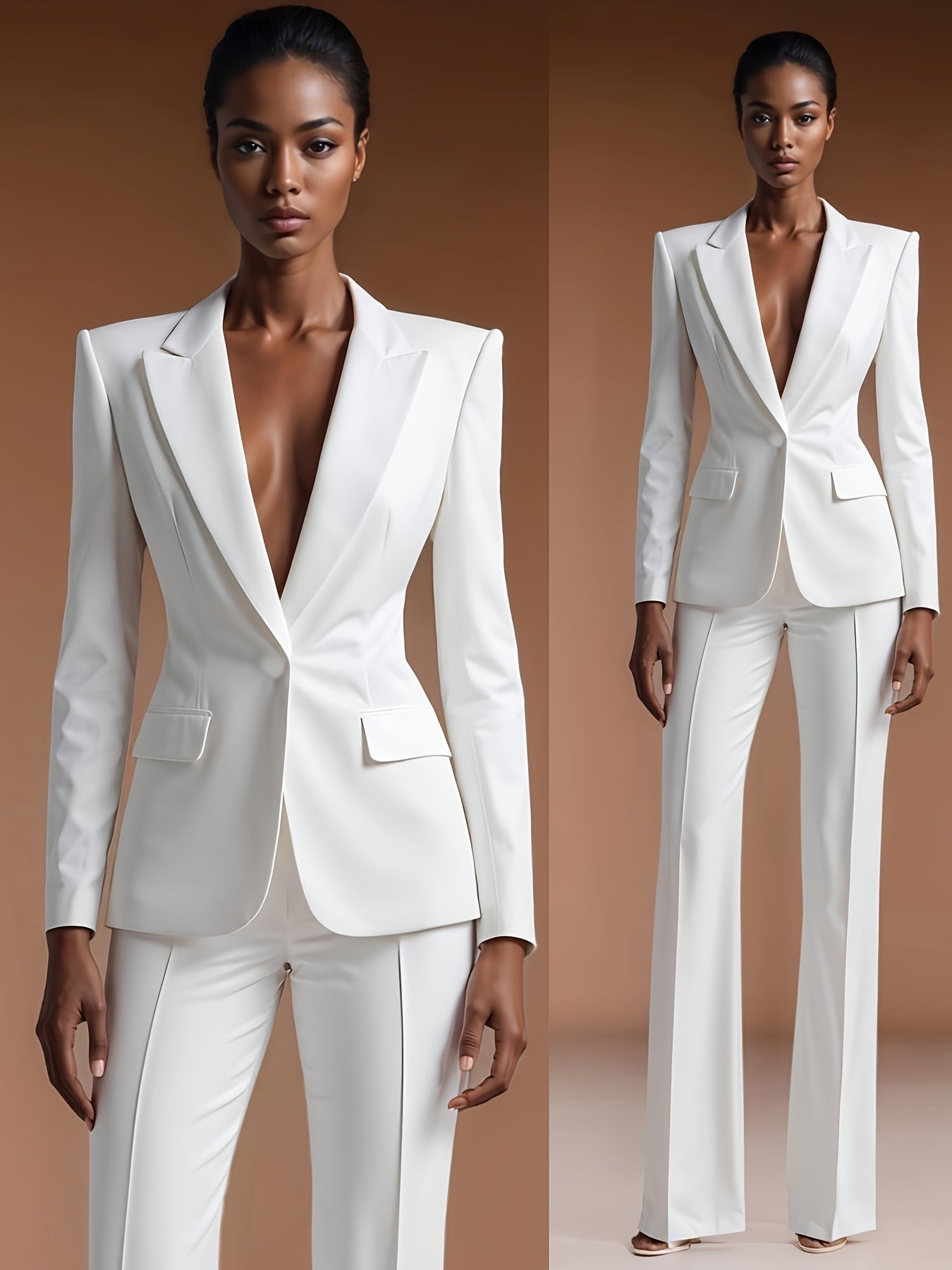2025 New High-End Professional Suit Set, White Blazer + Trousers Two-Piece, Commuting Outfit