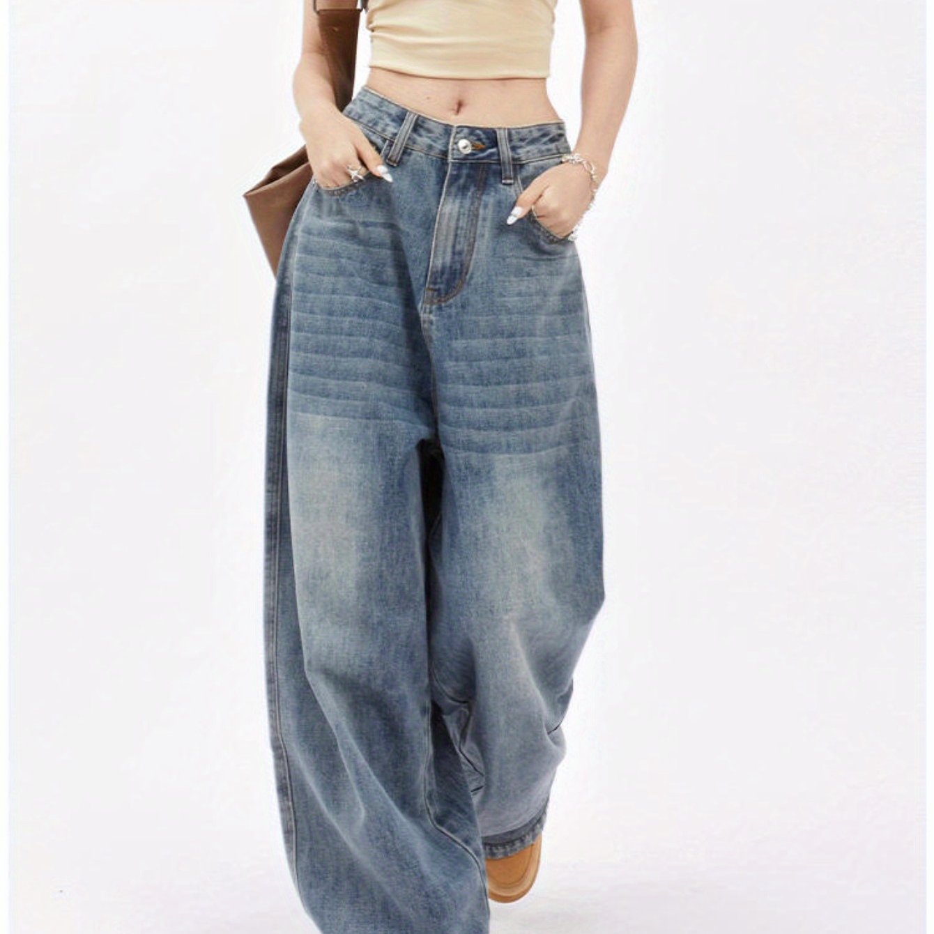 Lazy Wide Leg Jeans Women 2025 New High Waist Loose Straight Wide Pants Trousers