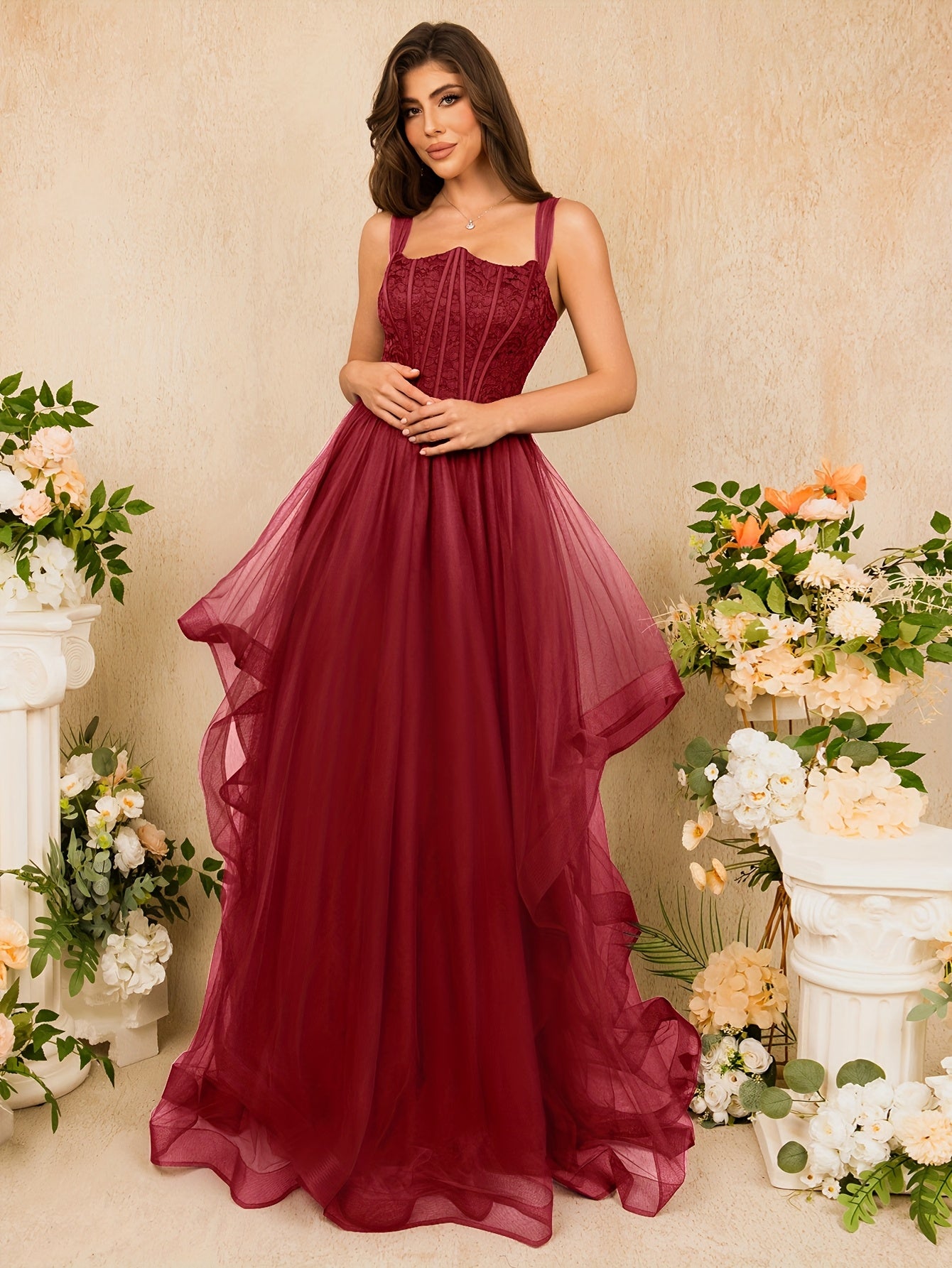 Elegant Blue Satin Sleeveless Bridesmaid Dress with High Waist and Ruffle Hem - Flowing A-Line Design for Weddings and Formal Events, Wedding Dresses for Bride