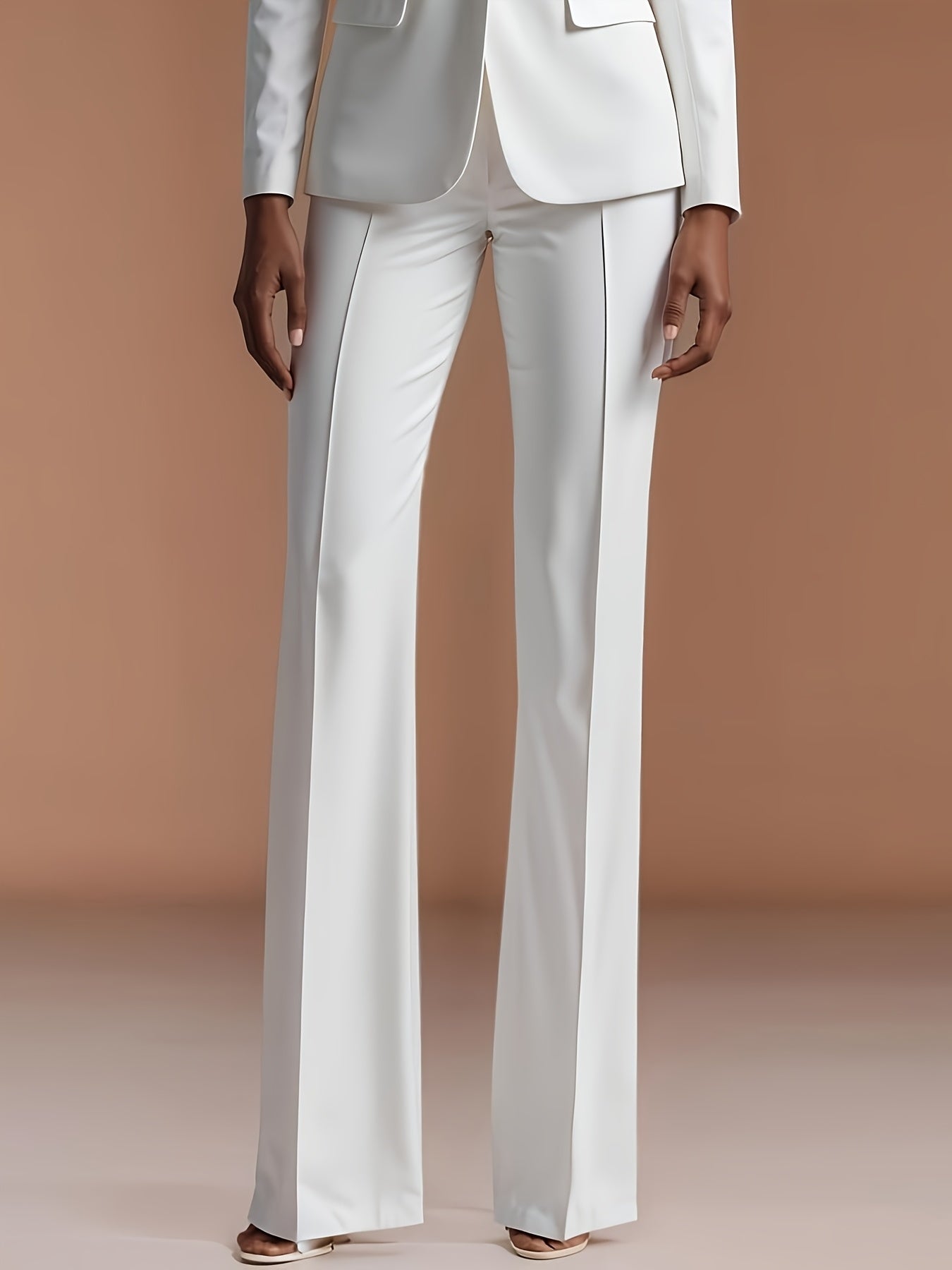 2025 New High-End Professional Suit Set, White Blazer + Trousers Two-Piece, Commuting Outfit