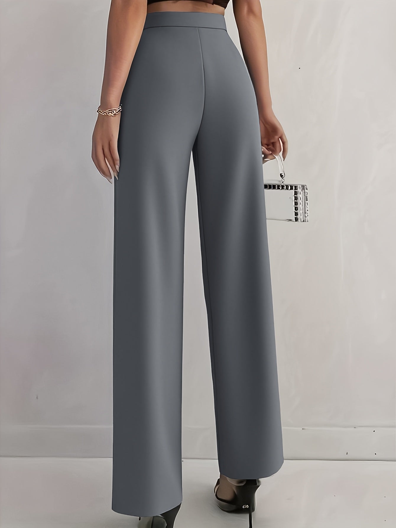 Elegant Long Pants for Spring, Summer And Autumn Women's Wear, Daily Black, Solid Color, Straight Leg, Slim Fit, Soft Fabric, Versatile Straight Leg Pants for Commuting
