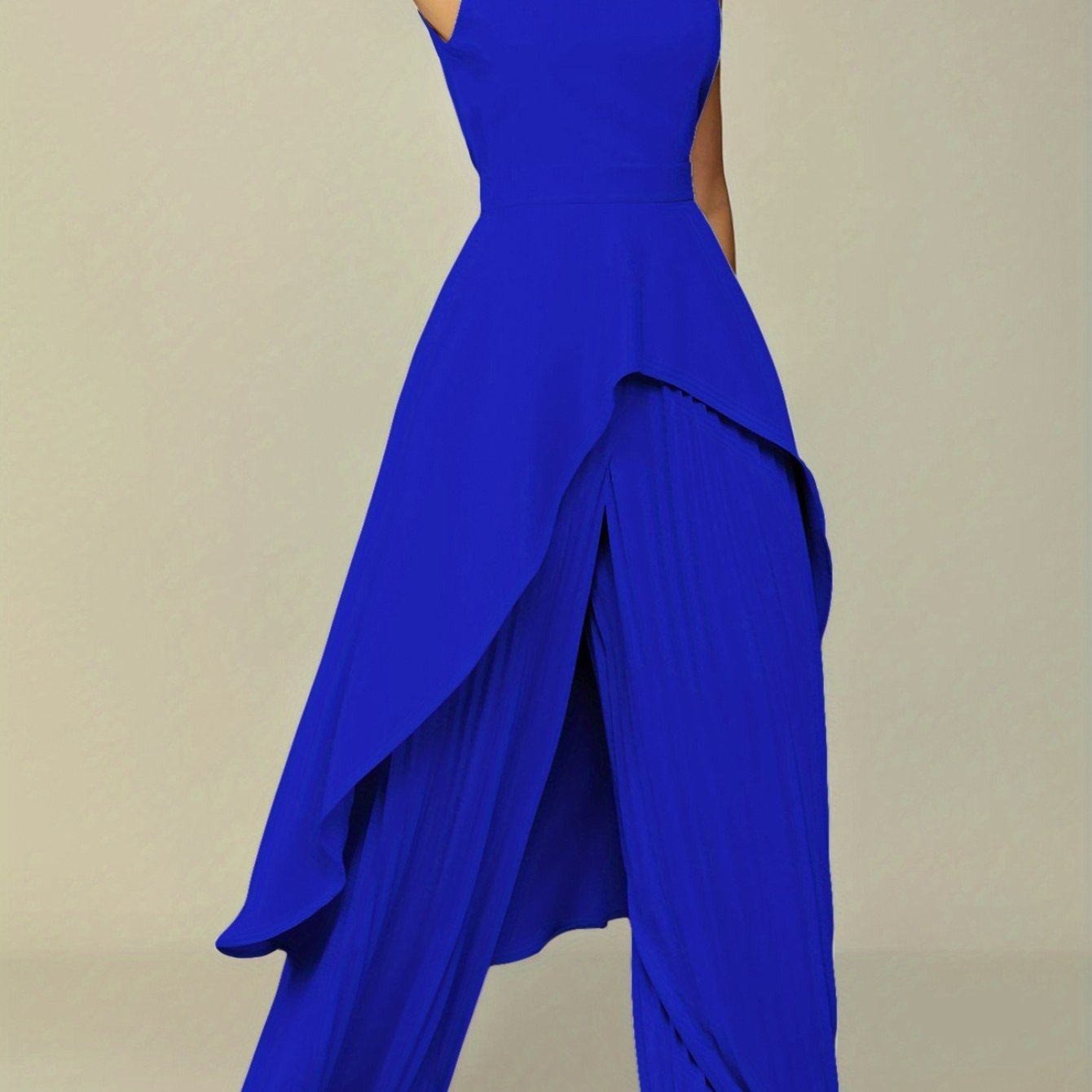 European and American Women's sleeveless irregular top wide-leg pants two-piece suit