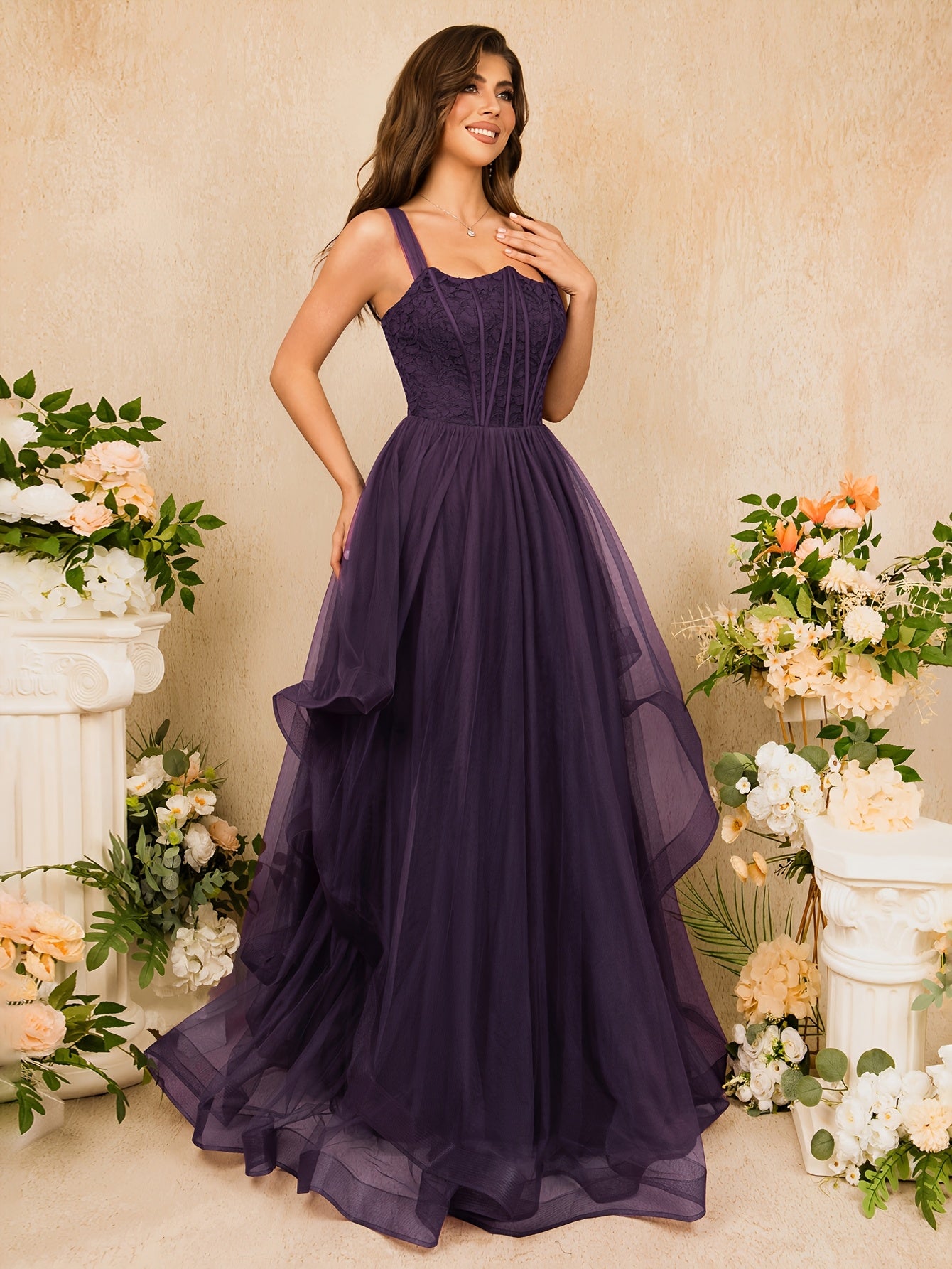 Elegant Blue Satin Sleeveless Bridesmaid Dress with High Waist and Ruffle Hem - Flowing A-Line Design for Weddings and Formal Events, Wedding Dresses for Bride