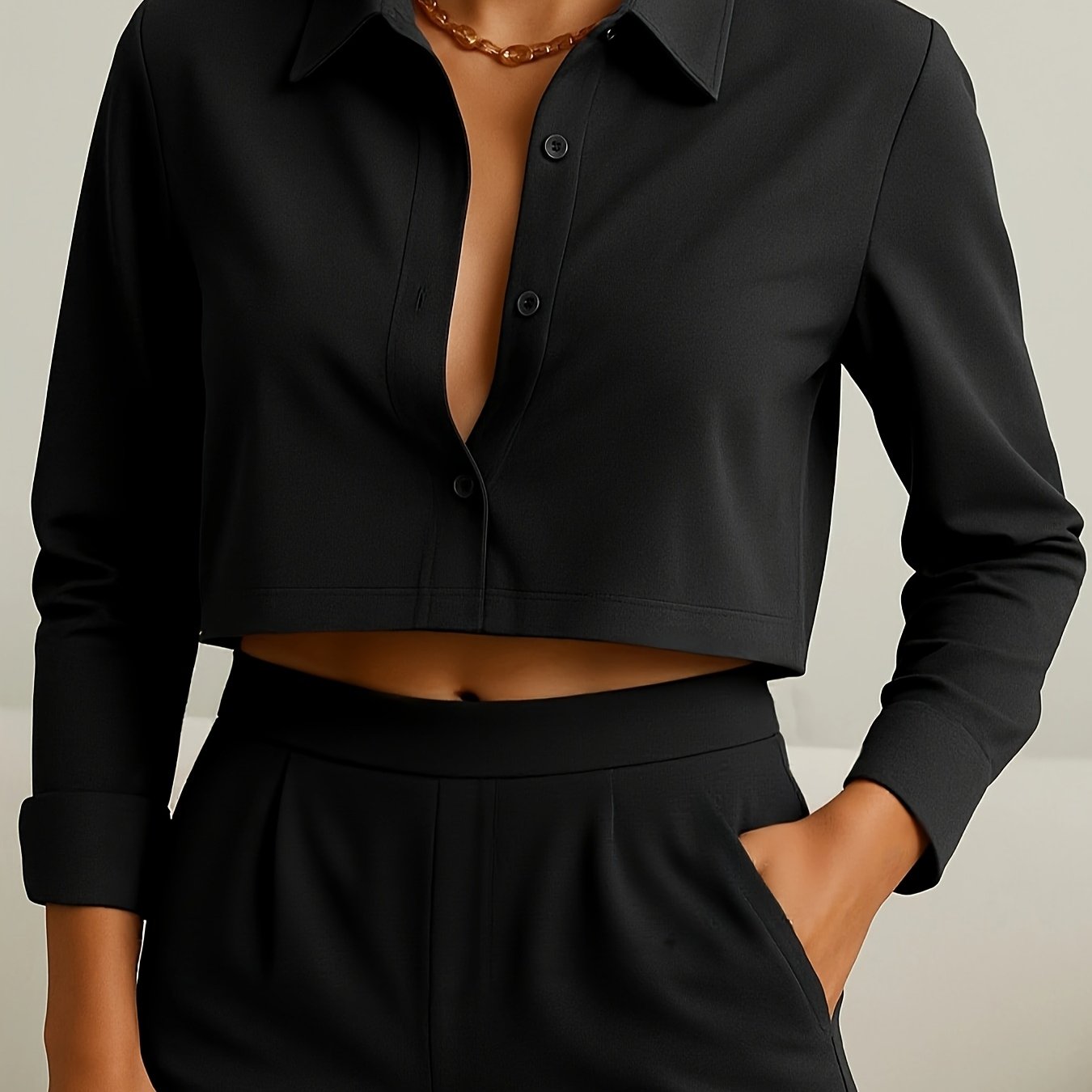 Spring\u002Fsummer New Women's Glamour Workplace French, Simple Commuting Temperament Lapel Long Sleeve Cardigan Pants Suit.